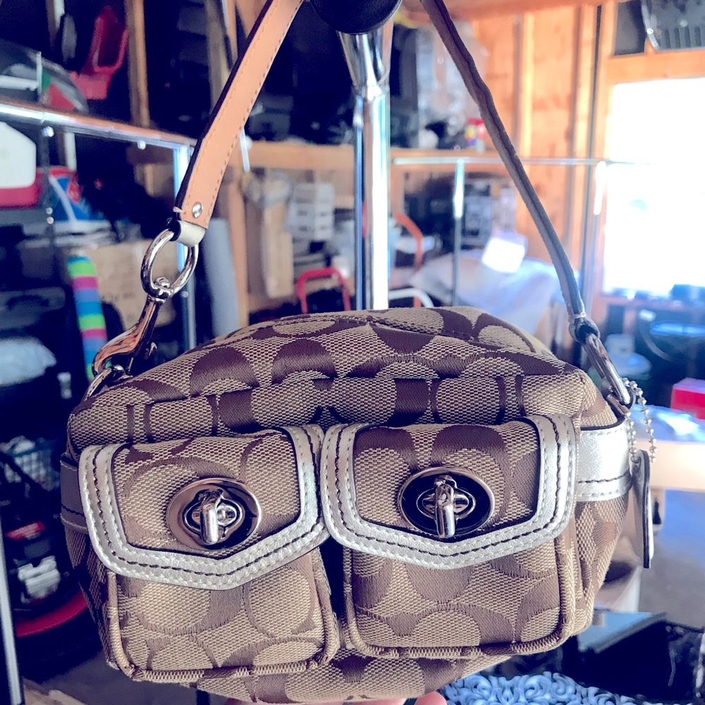 Coach Signature Double Pocket Pouch Handbag